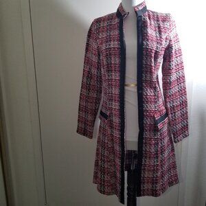 Fredericks of Hollywood red/black long coat, size 4